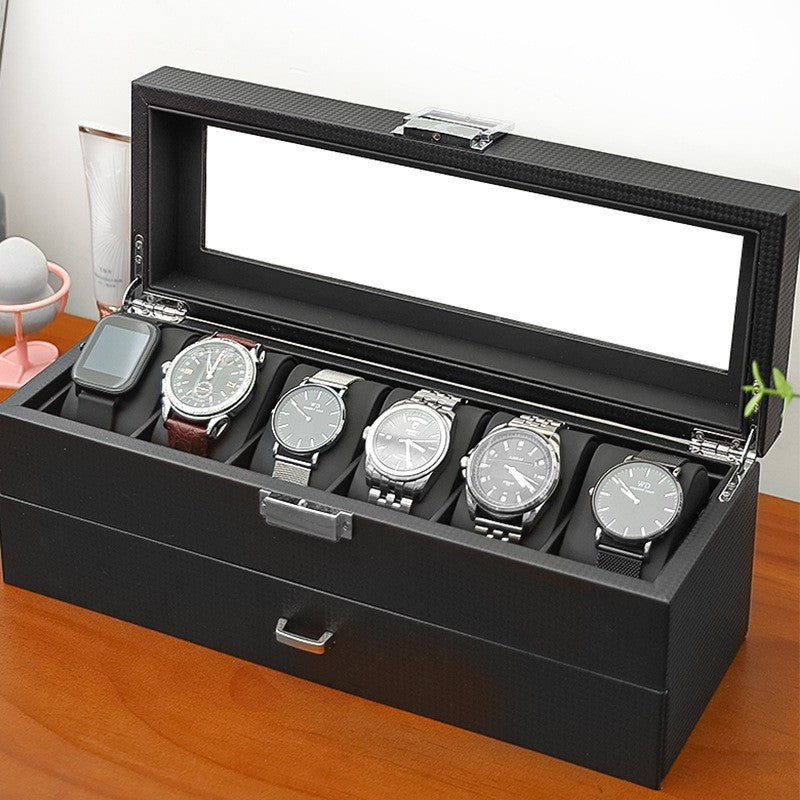 Coffret à Tiroir 6 montres, couvercle vitré