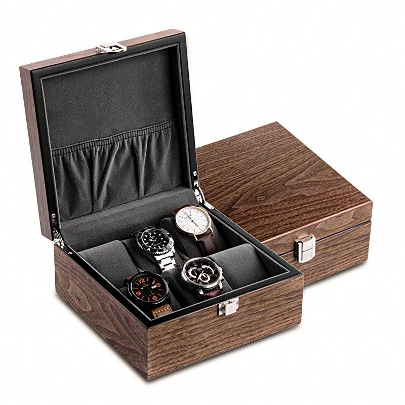 Coffret Carré Bois 6 montres, couvercle plein #Couvercle_Plein