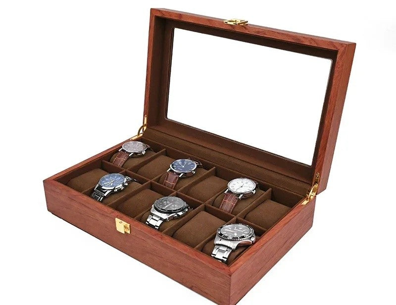 Coffret Vitré Boisé finition acacia, intérieur brun #Finition_Acacia