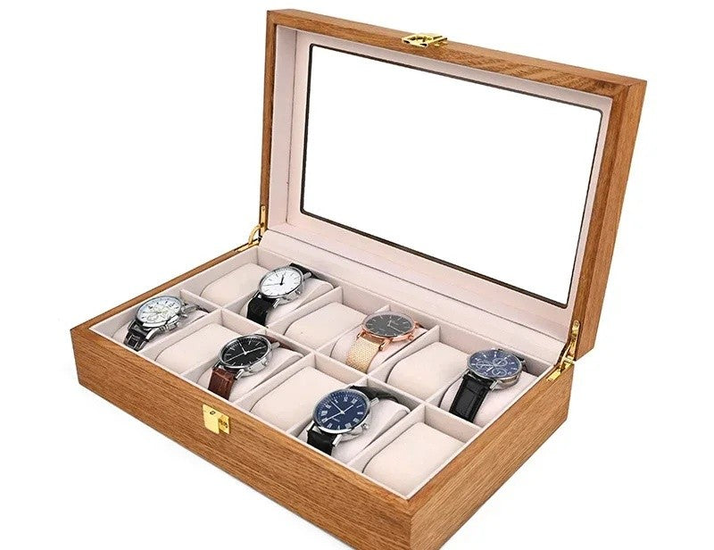 Coffret Vitré Boisé finition teck, intérieur crème #Finition_Teck