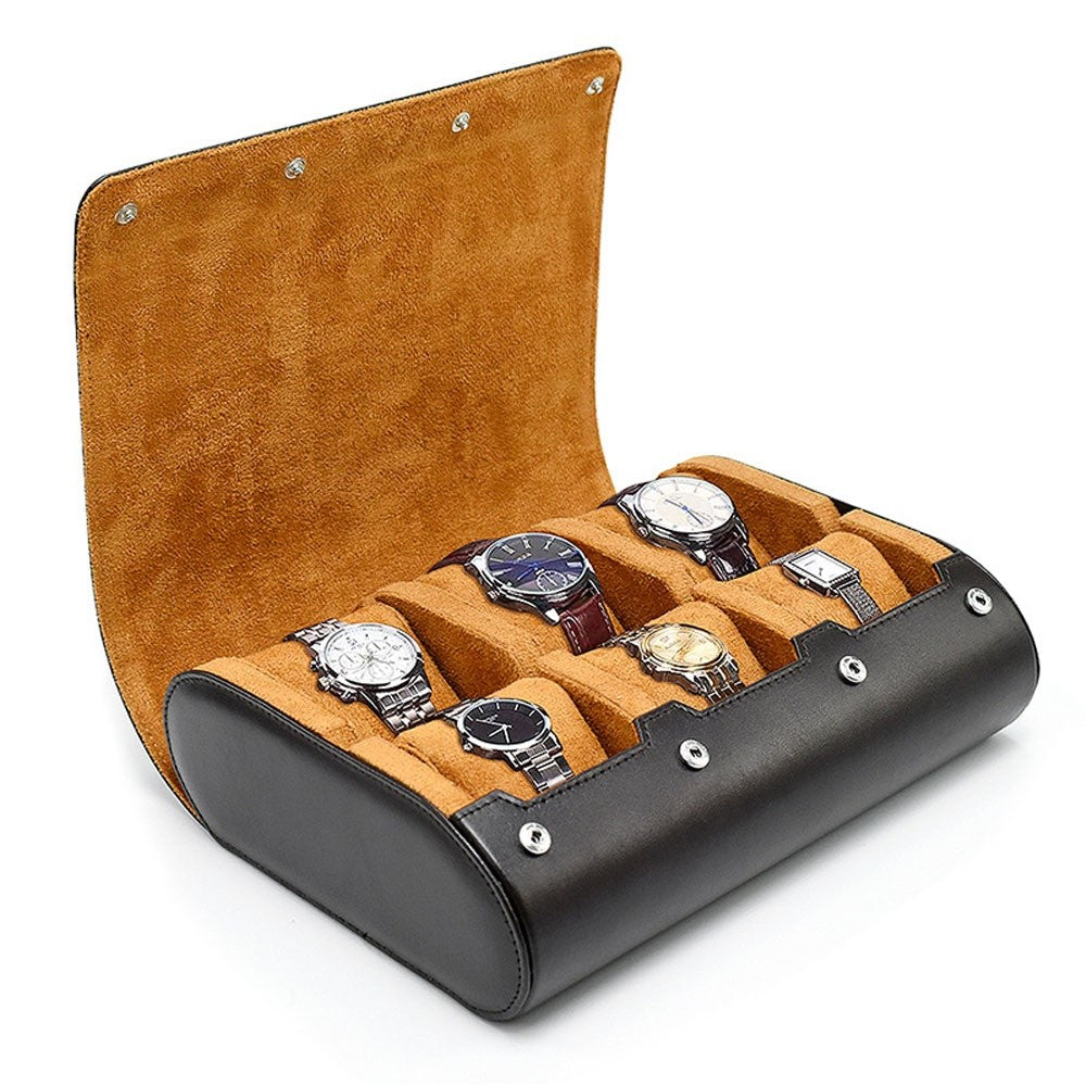 Étui Rigide de Voyage 6 montres, intérieur camel