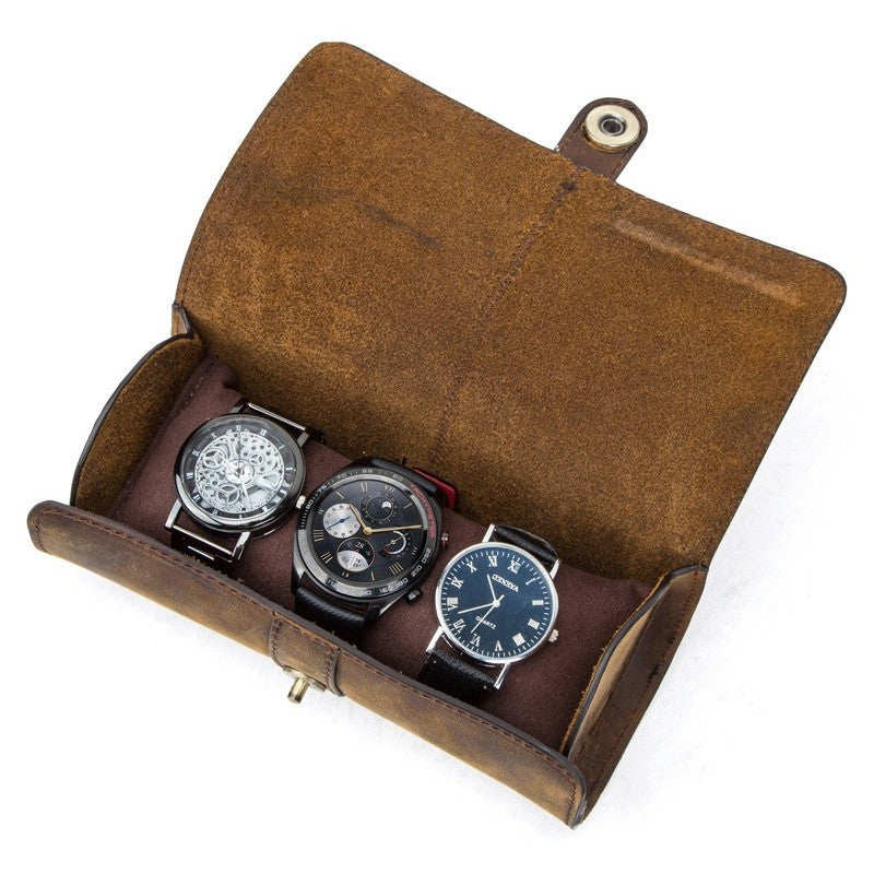 Étui Rouleau Vintage 3 montres, ouvert