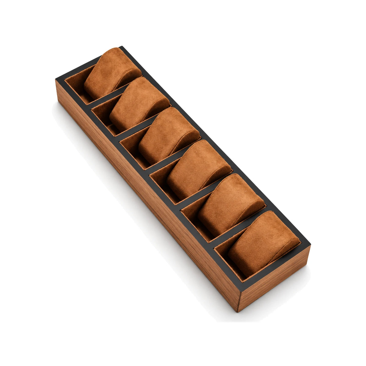 Plateau en Bois 6 montres, fond blanc #Capacité_6 montres