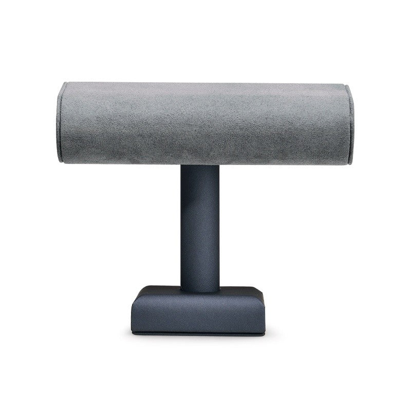 Présentoir Barre en T, velours gris et socle gris foncé