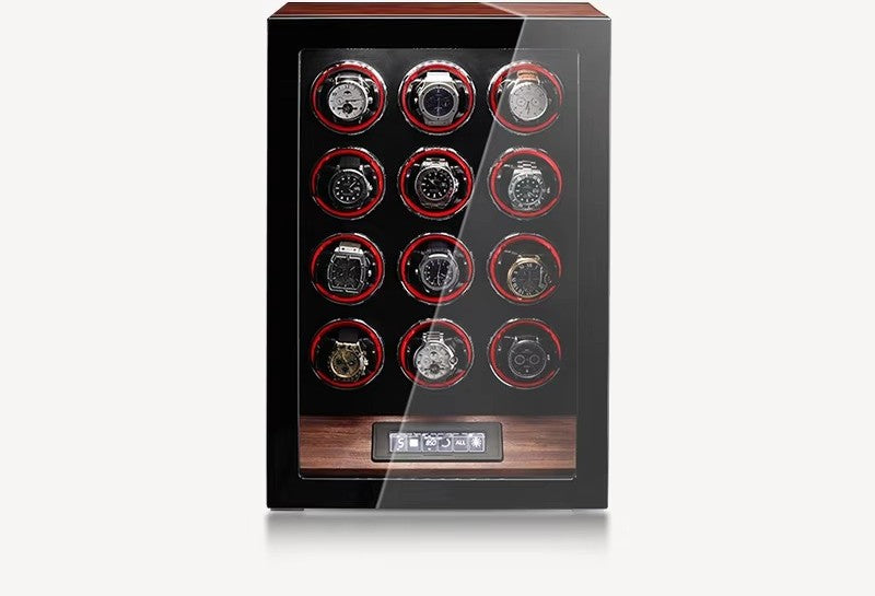 Remontoir Armoire en Bois, version 12 montres, intérieur rouge #Capacité_12 montres