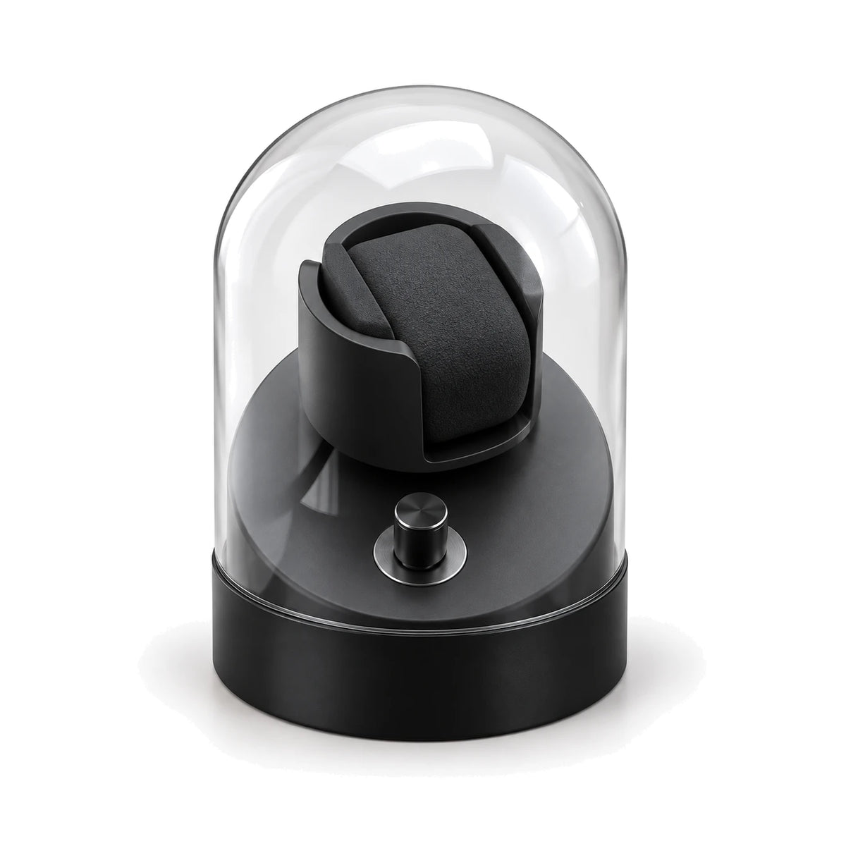 Remontoir Cloche de Verre 1 montre, socle noir, fond blanc #Couleur_Noir