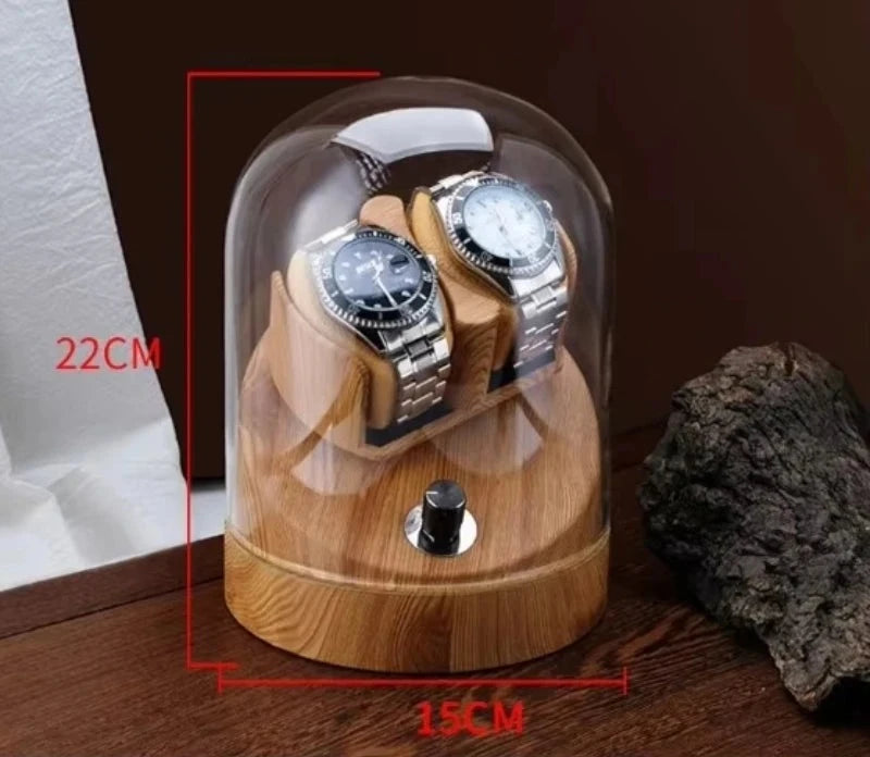 Remontoir Cloche de Verre 2 montres, 22 cm de haut et 15 cm de diamètre