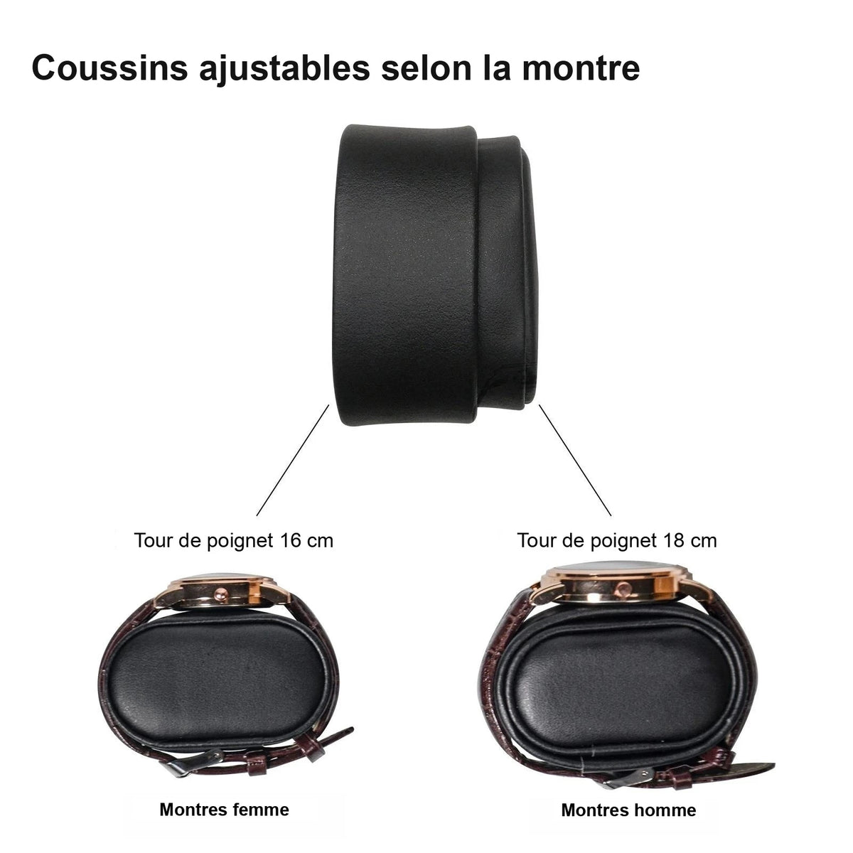 Remontoir Grain Croco, coussin réglable selon le tour de poignet