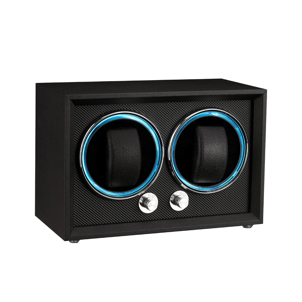Remontoir Horizontal Bois Noir 2 montres, anneaux lumineux
