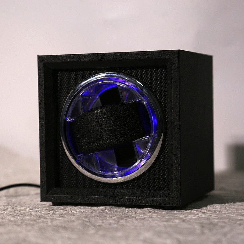 Remontoir Lunette Chromée, anneau lumineux bleu #Finition_Noir mat