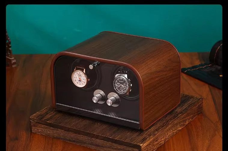 Remontoir Rétro en Bois 2 montres, finition aspect noyer #Capacité_2 montres