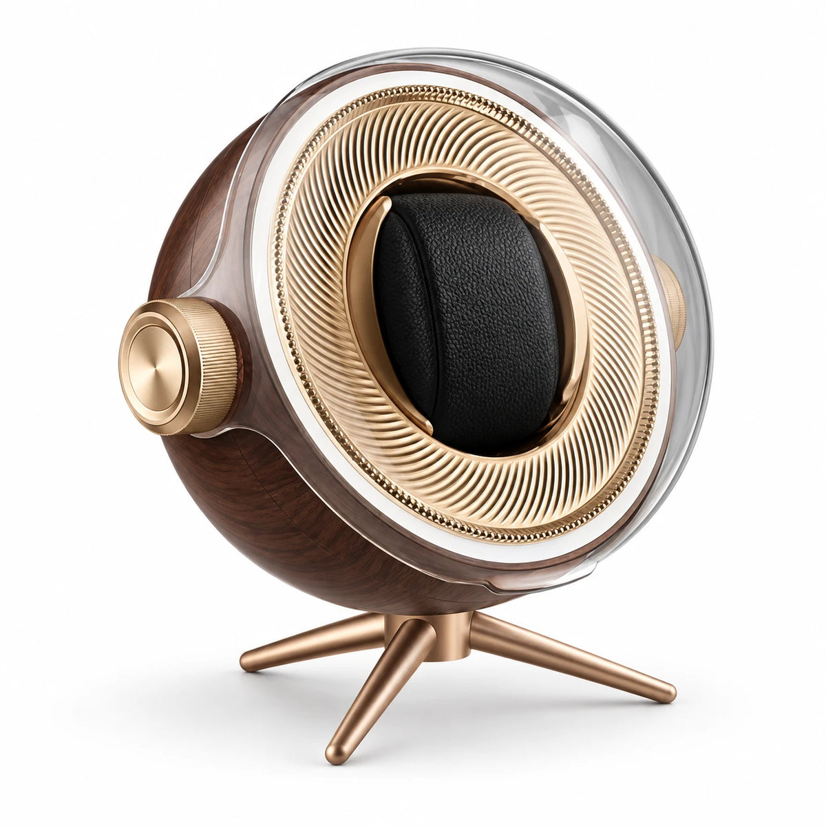 Remontoir Trépied 1 montre, finition bois, fond blanc #Couleur_Bois