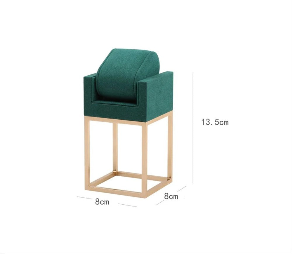 Support Bergère Suédine vert sur cadre doré, 13,5 cm