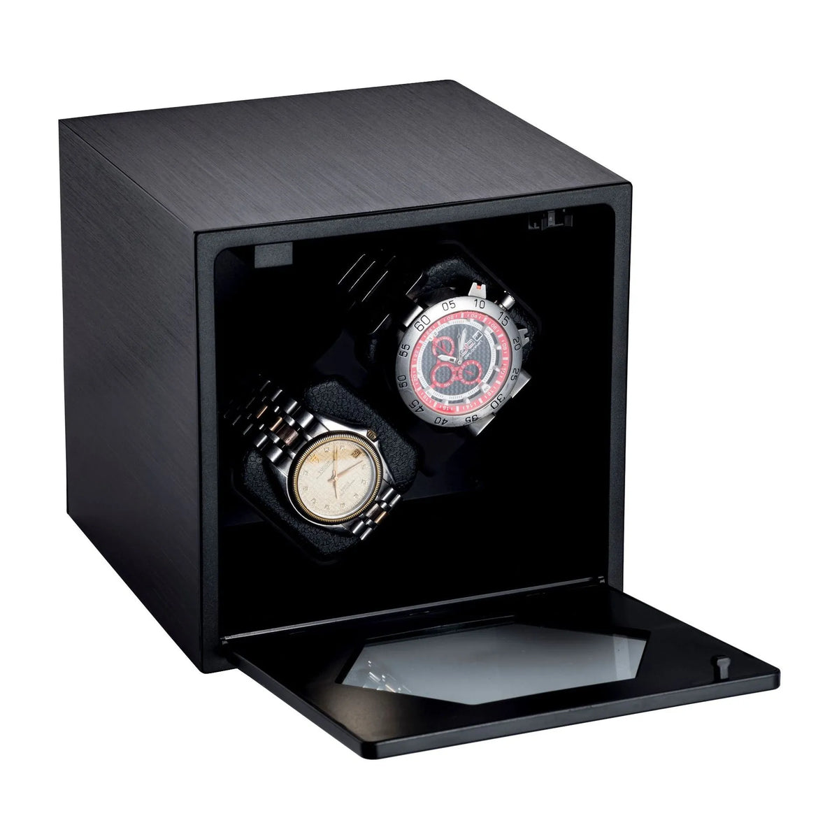 Remontoir 2 montres, finition noir mat, porte ouverte #Couleur_Noir mat