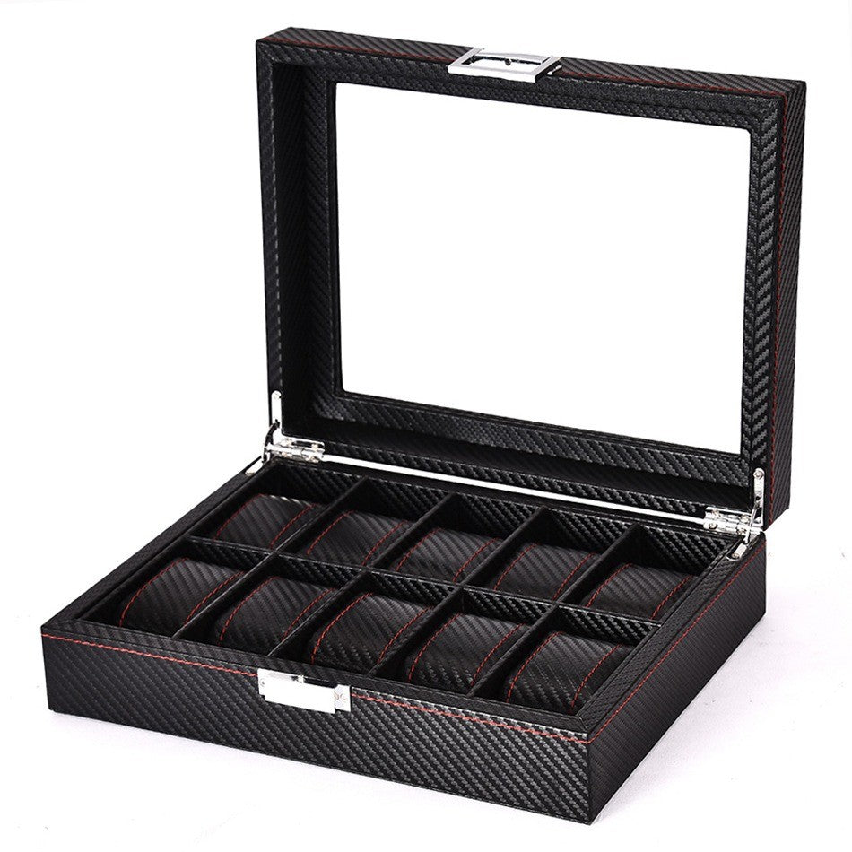 Coffret Carbone Surpiqué 10 montres #Capacité_10 montres