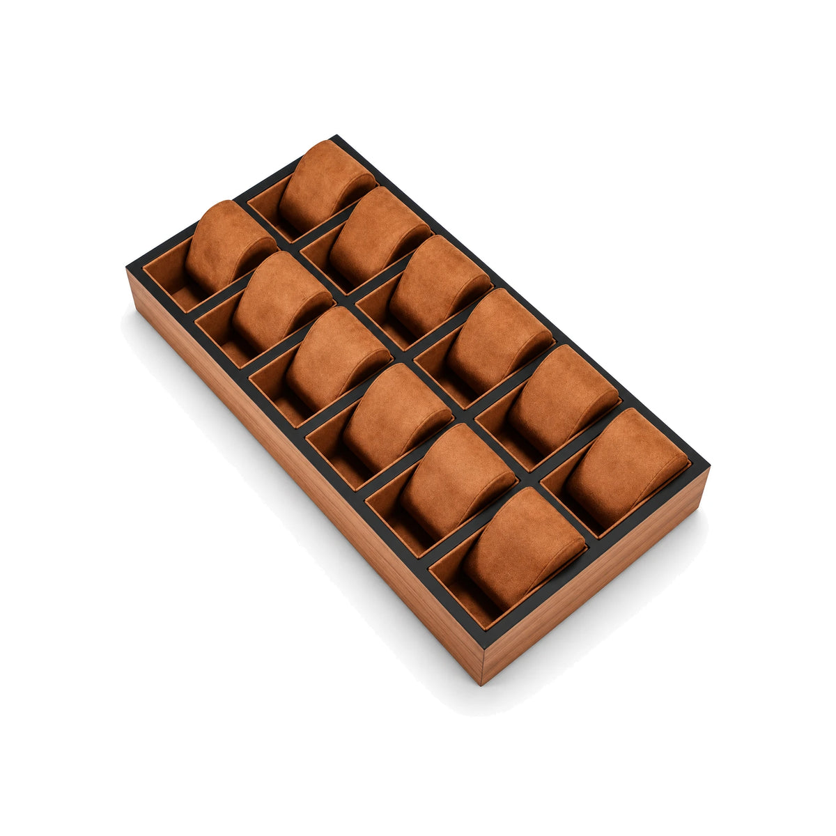 Plateau en Bois 12 montres, fond blanc #Capacité_12 montres