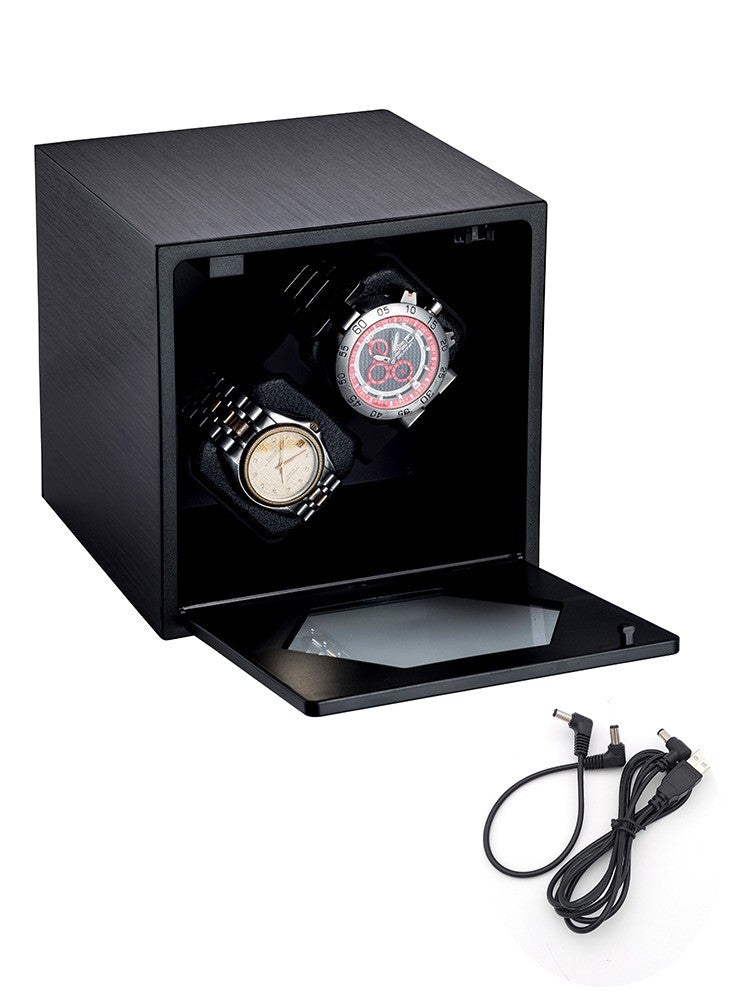 Remontoir Métal Brossé noir mat, 2 montres #Couleur_Noir mat