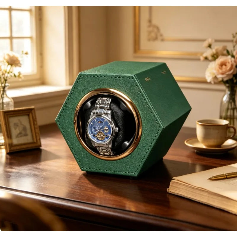 Remontoir Alvéole Surpiqué vert, 1 montre
