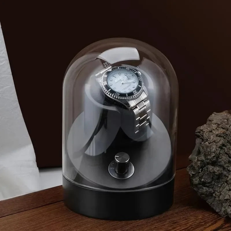 Remontoir Cloche de Verre 1 montre, socle noir #Couleur_Noir