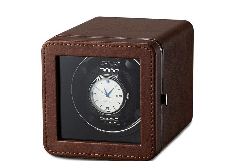 Remontoir Cube Surpiqué, finition brune #Couleur_Brun