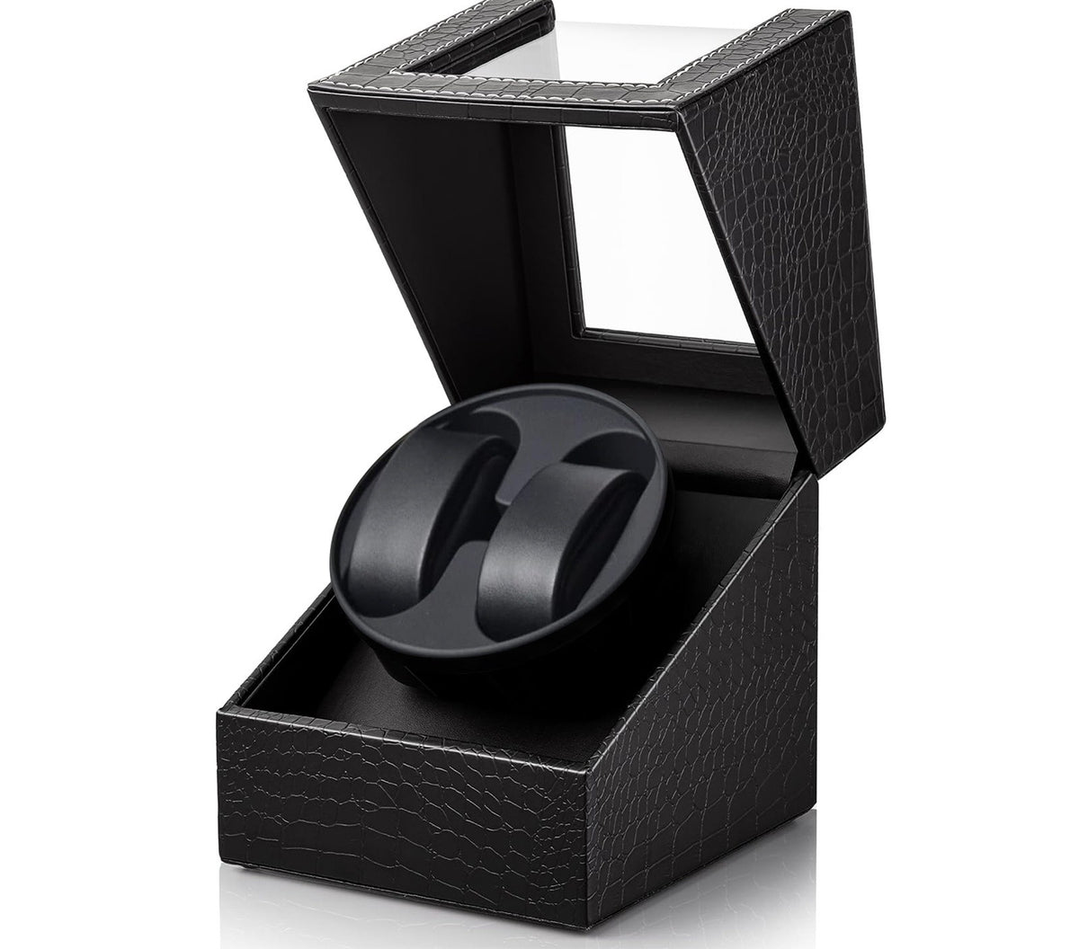Remontoir Grain Croco 2 montres, couvercle vitré ouvert