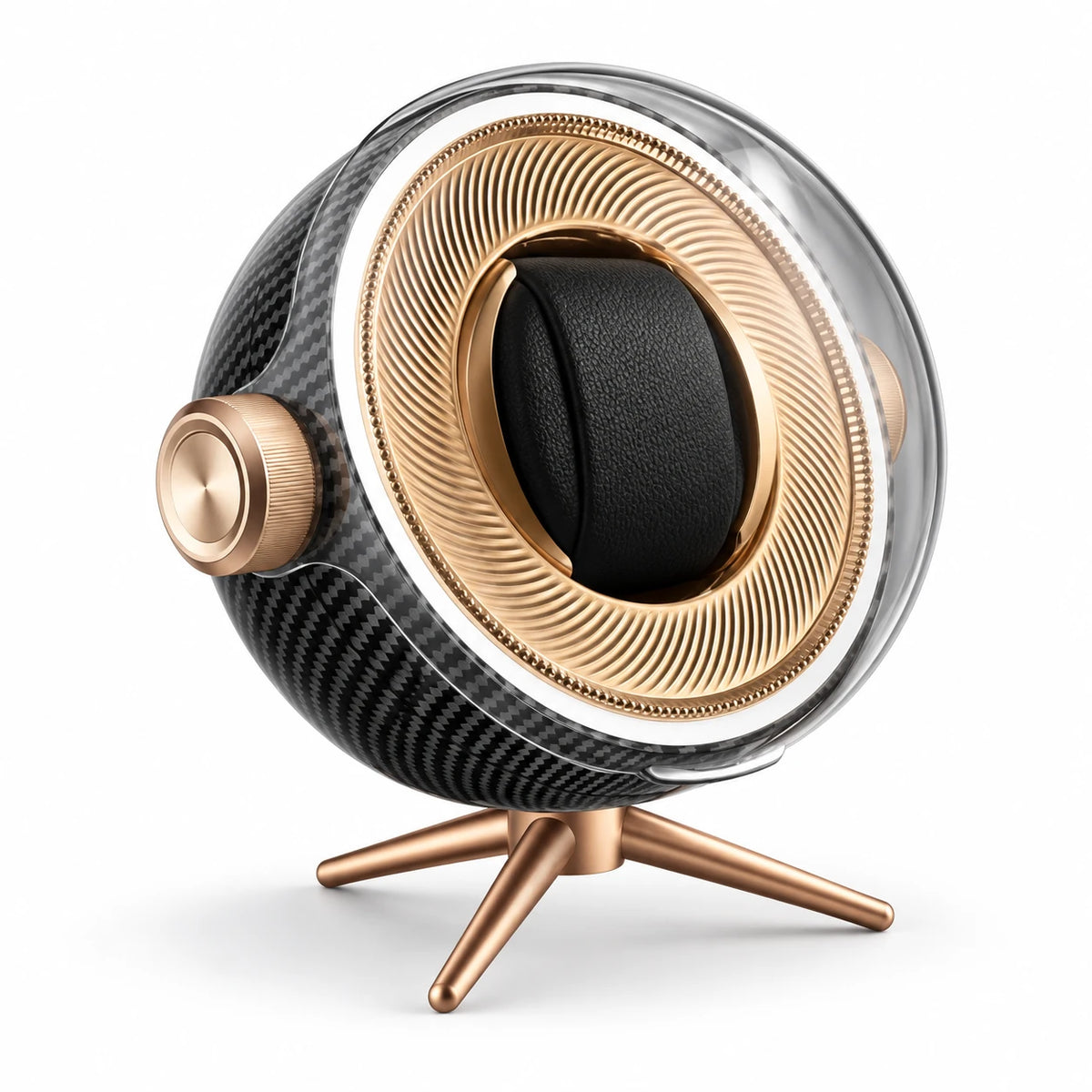 Remontoir Trépied 1 montre, finition carbone, fond blanc #Couleur_Carbone