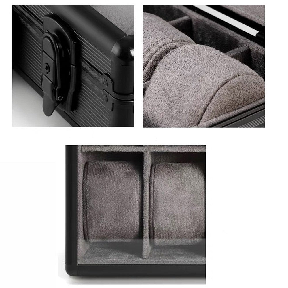 Valise Aluminium Vitrée, fermoirs et coussins